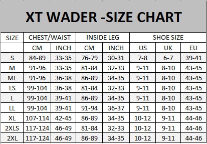 Dive Tatapouri Wader Size Chart